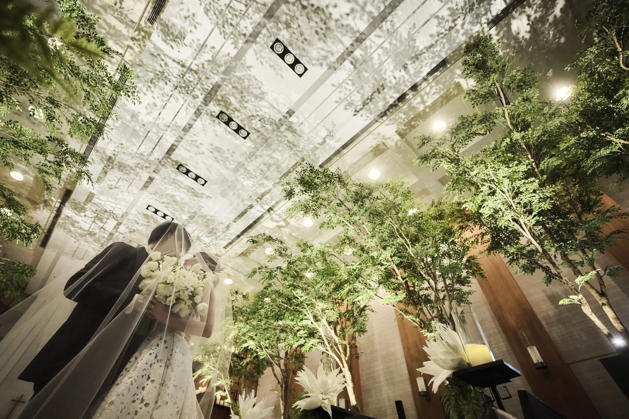 天井には木漏れ日差す幻想的な雰囲気に